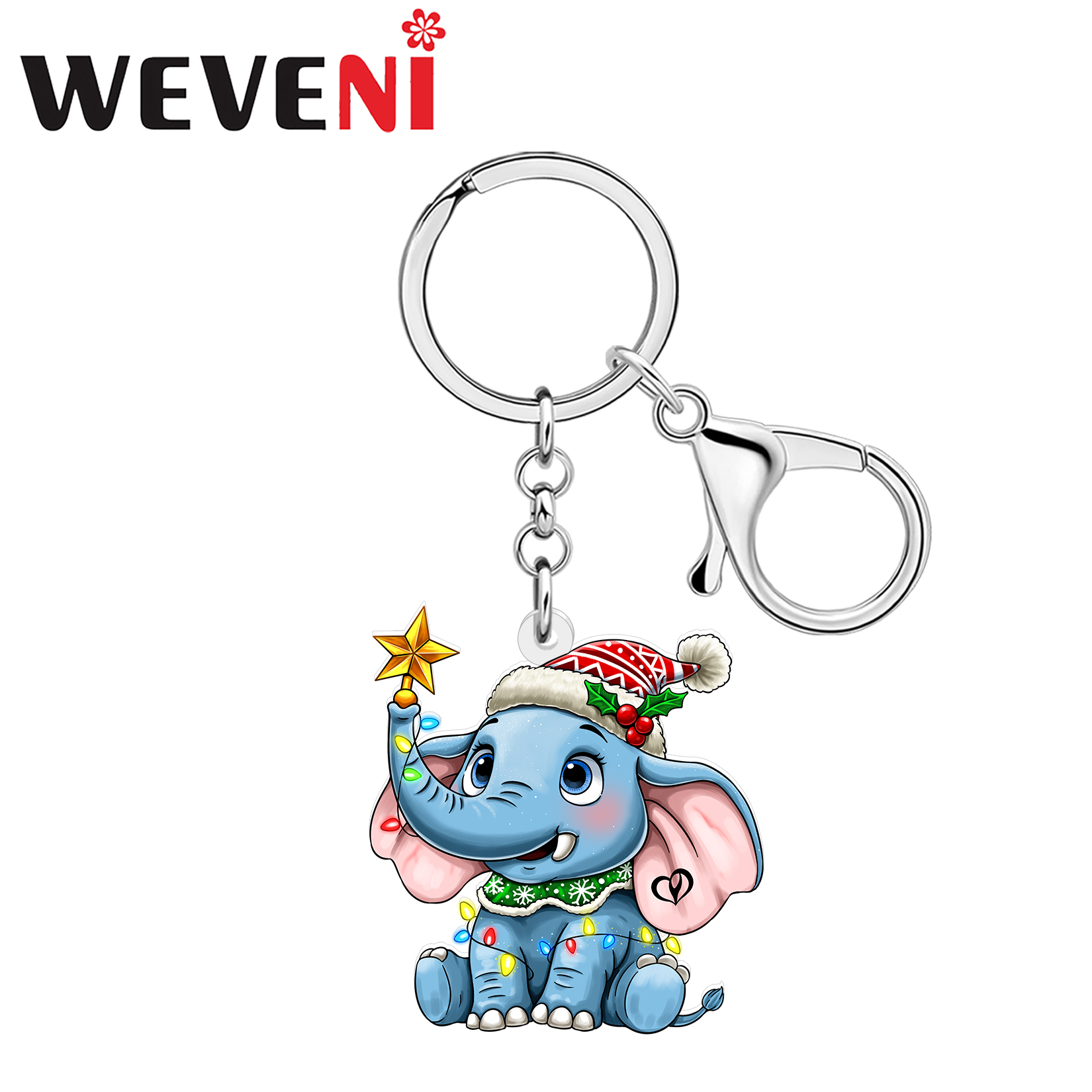 Car Accessories Xmas Gifts - WEVENI Acrylic Christmas Blue Elephant Keychain