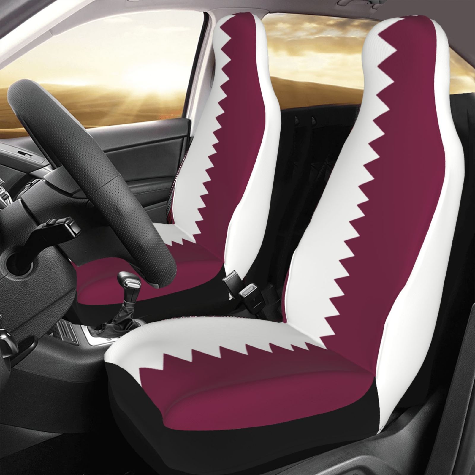 Qatar Flag Printed Patriotic-t - مراجعة Qatar Car Accessories وسعره