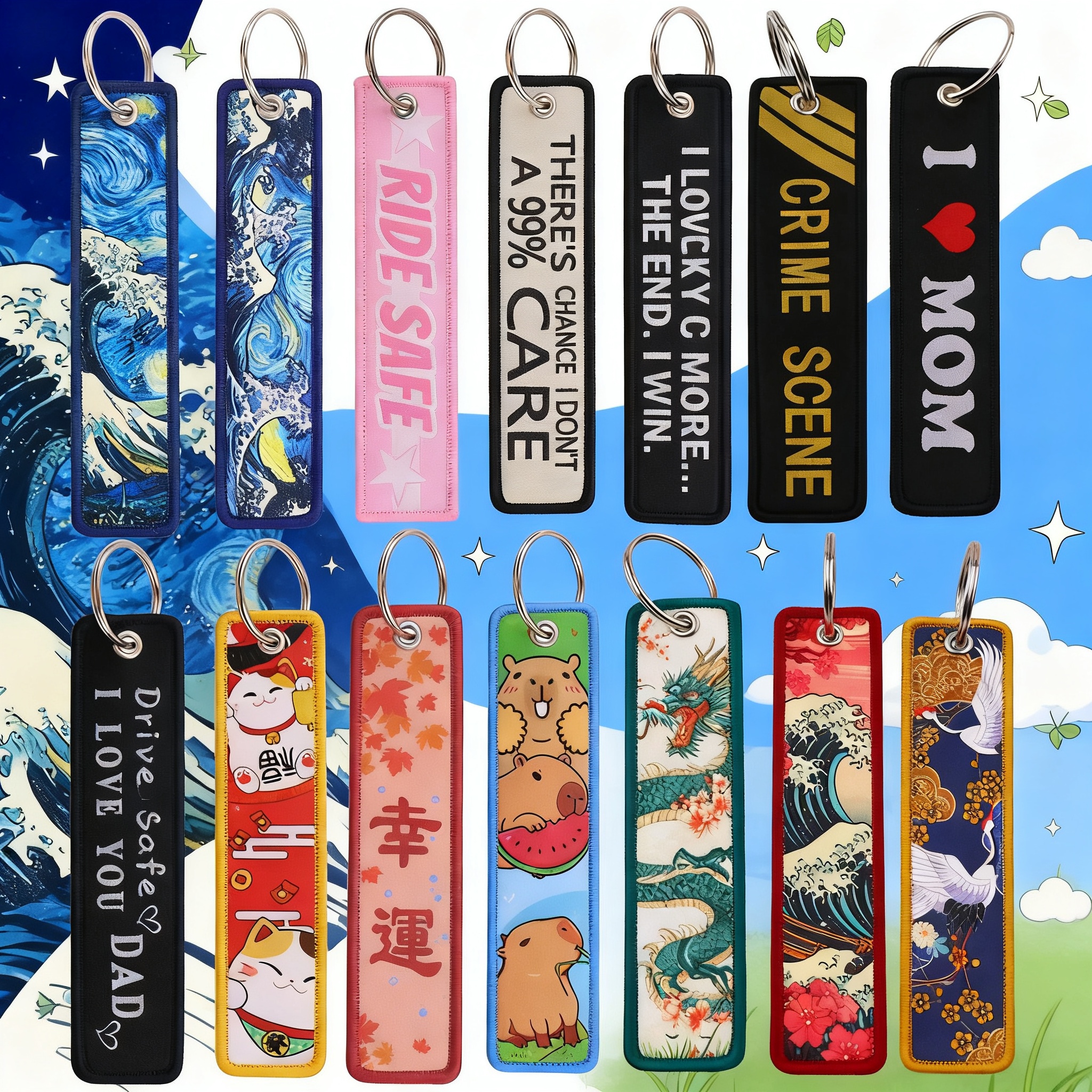 Van Gogh Embroidery Key Fobs K - مراجعة Car Accessories Girl وسعره
